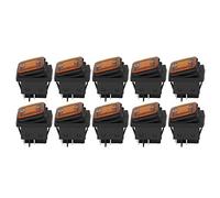 KIMISS High Performance 10Pcs 2 Position Rocker Toggle Switch On Off 30A AC 125V for Boat with LED Light 4 Pins High Compatibility (Orange)
