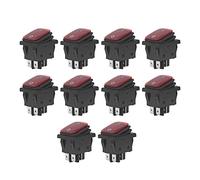 KIMISS High Performance 10Pcs 2 Position Rocker Toggle Switch On Off 30A AC 125V for Boat with LED Light 4 Pins High Compatibility (Red)