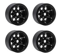 KIMISS High Performance 4pcs 1.9 Inch RC Metal Beadlock 8 Round Hole Wheel Rim Hubs for Axial SCX10 90046 RC 1/10 Car High Compatibility (Black)