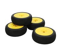 KIMISS High-Performance 4pcs RC Front Rear Tires and Wheels with 17mm Hex for 1/8 RC Off Road Car Upgrade Parts - Durable 17mm Hex Wheels and Tires (Yellow)