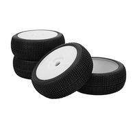 KIMISS High-Performance 4pcs RC Front Rear Tires and Wheels with 17mm Hex for 1/8 RC Off Road Car Upgrade Parts - Durable 17mm Hex Wheels and Tires (White)