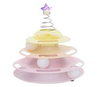 KIMISS Interactive Cat Toy Roller with 3 Levels for Indoor Play - Antislip Base and Easy to Clean Turntable Track Toy for Batting and Chasing Fun (Type 3)