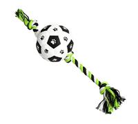 KIMISS Interactive Dog Soccer Ball with Rope - Plush Cotton Chew Toy for Medium and Small Dogs, Perfect for Tug of War and Fun (Football Rope Toy L)