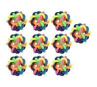 KIMISS Interactive Dog Toy Ball - 10 Pcs Wobbly Rubber Balls for Teeth Grinding and Biting, Colorful Dog Chew Balls with Bells - Durable Pet Toys