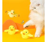 KIMISS Interactive Electric Little Yellow Duck Toys for Cats - Smart Automatic Plush Vibrating Sound Duckling Toy - Fun Cat Interactive Plaything