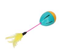 KIMISS Interactive Feather Cat Toy Bright Colors 360 Degree Rotation Built in Bell Cat Teaser Toys (Blue Green and Yellow)