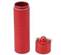 KIMISS Keychain Holder Case - Metal Travel Tablet Capsule Holder with 3 Compartments for Outdoor Activities (Red)