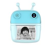 KIMISS Kids Instant Print Camera, 1080P Digital Camera Dual Lens 2.4 Inch IPS Screen Built in Battery Picture Frames with Thermal Printing Paper, for 3+ Year Old Children, Boy, Birthday (Blue)