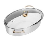 KIMISS Large Capacity 304 Stainless Steel Oval Fish Steaming Pot Set with Transparent Lid and Accessories - Ideal for Home Cooking