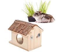 KIMISS Large Squirrel and Rabbit Wooden House for Hamsters, Guinea Pigs, Mice & Chinchillas - Cozy for Pets - Snuggle Hideout