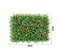 KIMISS Lifelike Artificial Grass Mat Hedge Fence for Garden, Backyard & Home Decor - Maintenance- Privacy Screen, Easy to Install Green Wall Panels (Yudali Rose Red Flower)