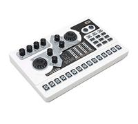 KIMISS Live Sound Card & Mixer - Multi Device Compatible,RGB Light Sound Effects for Broadcast,Karaoke,Live Streaming (White)