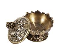 KIMISS Lotus Incense Burner - Holder for Cones & Charcoal Discs, Resin & Stick Incense - Bronze
