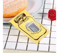 KIMISS Lovely Smile Party Candy Biscuit Cookies Gift Packaging Bag 100pcs/Pack - Cute Transparent Self Adhesive Party Supplies (7 * 10+3 Yellow)