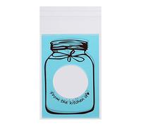 KIMISS Lovely Smile Party Candy Biscuit Cookies Gift Packaging Bag 100pcs/Pack - Cute Transparent Self Adhesive Party Supplies (7 * 10+3 Blue)
