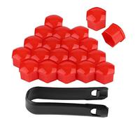 KIMISS Lug Nut Covers 17mm 20Pcs Red | Wheel Nut Caps for Alloy Hub, Anti-Theft Screw Cover, Protective Car Wheel Cover, Hub Lug Nut Cover, Red 17mm Caps