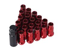 KIMISS Lug Nuts, Universal 20pcs M12x1.25 Metal Wheel Lug Nuts Universal Car Accessories (Red)