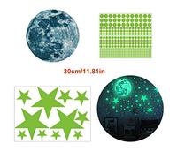 KIMISS Luminous 3D Wall Stickers for - Fluorescent Moon & Star Decals for Nursery, Bedroom, and Ceiling Decor (As Shown #86)