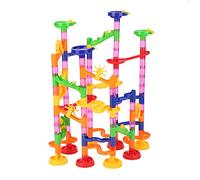 KIMISS Marble Run Set, Marbles Maze Race Game Fun E Onal 105pcs Plastic Pathway Brick Toy with Rolling STEM Building Construction Toys Boy Girl Age 4 5 6 7 8 9 30 Glass Balls (105PCS (678-7))