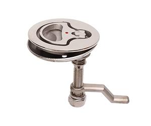 KIMISS Marine Locker Latch Boat Cam Latch 316 Stainless Steel Ring Pull Handles Polished Adjustable Hatch Latch with Back Plate for Marine Ship Flush Pull Hatch Lift