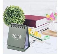 KIMISS Mini Desk Calendar 2024 | Compact Double Wire Coil Planner for Home - Stylish & Durable 105x75mm (Light Green)