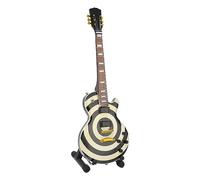 KIMISS Mini Electric Guitar Model Simulation Innovative Black White Circle Wooden Miniature for Collection Present 9.8in - Musical Instrument Electric Guitar Replica - Toy