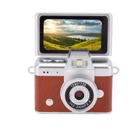 KIMISS Mini Keychain Camera 1.47 Inch Flip LCD Screen with Flash 1080P Video 48MP Photo Retro Compact Digital Camcorder for Travel Party Birthday Brown