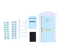 KIMISS Mini Wooden Door Set - Tiny Tooth Fairy Door for 1:12 Dollhouse, Exquisite Workmanship, Vibrant Colors, Charming Miniature Decor (Blue)