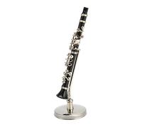 KIMISS Miniature Clarinet Replica with Stand and Case - 3.1 Inch Mini Musical Instrument Model for Dollhouse Decoration