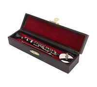 KIMISS Miniature Clarinet Replica with Stand and Case - 6.3 Inch Dollhouse Musical Instrument Model Decoration for Home or Office