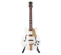 KIMISS Miniature Guitar Instrument Model Ornaments - 7in White Miniature Electric Guitar Replica with Box - Christmas Gifts Musical Model