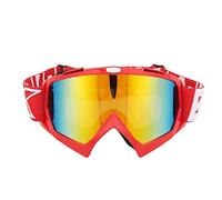 KIMISS Motorcycle Goggles with Adjustable Strap - Windproof PC Sunglasses for Off-Road Riding, Hiking, and Outdoor Activities (Red Frame Red Lens)