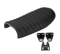 KIMISS Motorcycle Seat Cover Motorcycle Comfort Seat Cushion Covers Pillion Seats Cushion PU Leather Vintage Cafe Racer Flat Seats Saddle for CG125 GN CG CB200 CB35 (Black Style C Size XL)