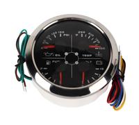 KIMISS Multifunctional 4in1 Gauge - Fuel Level Oil Pressure Water Temp Meter for Car RV Boat Motorcycle, DC 9-32V (Black °F/PSI)