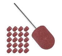 KIMISS Nail Art Sanding Cap Set - 20 Pcs Sanding Bands & Shaft for Nail Drill - Polishing and Grinding Bits (Brown)
