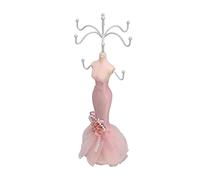 KIMISS Necklace Display Tower Mannequin Stand Hanging Tower Display Resin Ring Stand Model Dress for Girls Women Pink