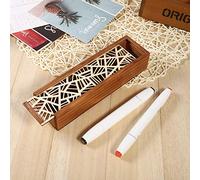 KIMISS Pencil Holder 4, Lace Hollow Wooden Pencil Types Wooden Case Box Desktop Desk Supplies Organisers Dispensers Box Sundries Storage School Desk with Stationery Storage Organiser (Geometric