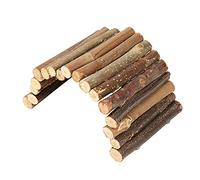 KIMISS Pet Activity Structure for Rodents, Hamster Wooden Bendy Bridge Ladder House Reptile Habitats & Bedding B, Medium, Wood Mice Rodents Small Animal Chew Toy (S)