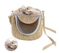 KIMISS Portable Breathable Small Pet Carrier Bag for Guinea Pig & Sugar Glider - Hamster Shoulder Bag with Adjustable Strap (Light Brown)