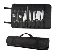KIMISS Portable Chef Tool Roll Bag with Knife Slots and Organized Storage - Ox Cloth Culinary Tool Case with Handle for Culinary Traveling (Black)