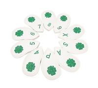 KIMISS Premium Club Head Covers Set - 10 PCS Four Leaf PU Iron Covers for Most Clubs, Effective Protection Against Scratches (White)