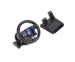 KIMISS Professional Gaming Steering Wheel - 180° Rotation, 4 Axis, 12 Button 7 In1 Vibration USB Racing Game Wheel with Pedal - Compatible with PC,