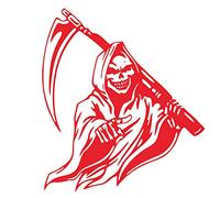 KIMISS Red Car Decal - Grim Reaper Scythe, Adhesive