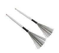 KIMISS Retractable Drum Brush Pair - 2PCS Double Headed Dual Purpose Maple Drumstick Rubber Steel Wire Portable Percussion Brush for Band - Jazz (White)