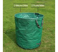 KIMISS Reusable Woven Garden Bags - Collapsible Leaf Containers for Large Yard Waste, 4 Handles, Ideal for Gardening, Leaves, Grass & More (Green)