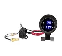 KIMISS Round Digital Water Temperature Gauge LED Voltmeter DC 9V 36V Blue Light Display Universal Fit for Cars Motorcycles ATVs ABS Metal Construction