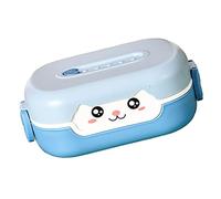 KIMISS 's Cartoon Container 700ml Double Insulation Toddler Lunch Box - Waveable Box with Compartmentalized Design for Picnic (Light Blue)