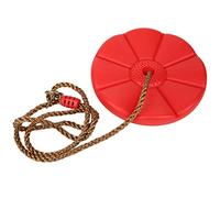 KIMISS Single Disk Tree Swing Seat for Kids - Climbing Rope Swing with Hanging Strap, Safe and Durable for Indoor Outdoor Play - Playground Accessories (Red)