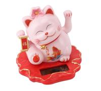 KIMISS Solar Powered White Lucky Money Cat - Beckoning Waving Wealth Cat for Home, Office, Car Decor - Feng Shui Waving Arm, Fish Style Blessing