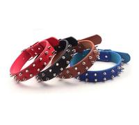 KIMISS Spiked Dog Collar, Stylish PU Leather Adjustable Collar for Medium and Large Dogs, Rivet-Studded Design for Bold Fashion (Black)